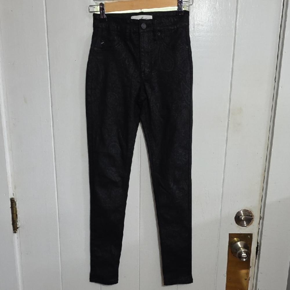 KanCan Junior's/Women's Jeans Black Embossed Paisley Stretch Skinny Sz 1/24 EUC